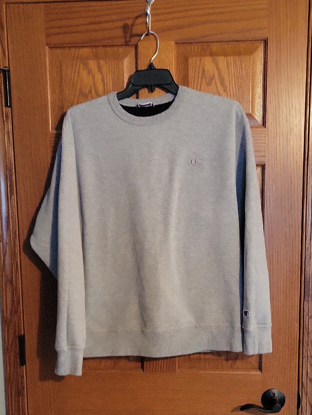 Champion Light Gray Crewneck Sweatshirt with Subtle Logo